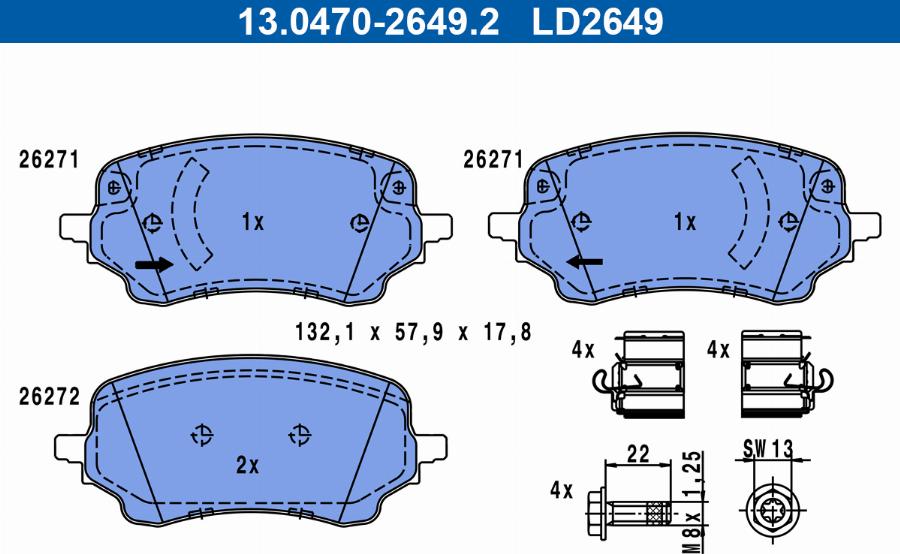 ATE 13.0470-2649.2 - Set placute frana,frana disc aaoparts.ro