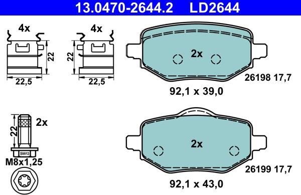 ATE 13.0470-2644.2 - Set placute frana,frana disc aaoparts.ro