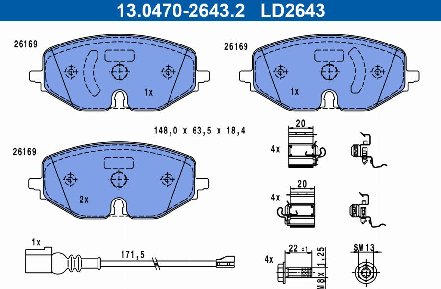 ATE 13.0470-2643.2 - Set placute frana,frana disc aaoparts.ro