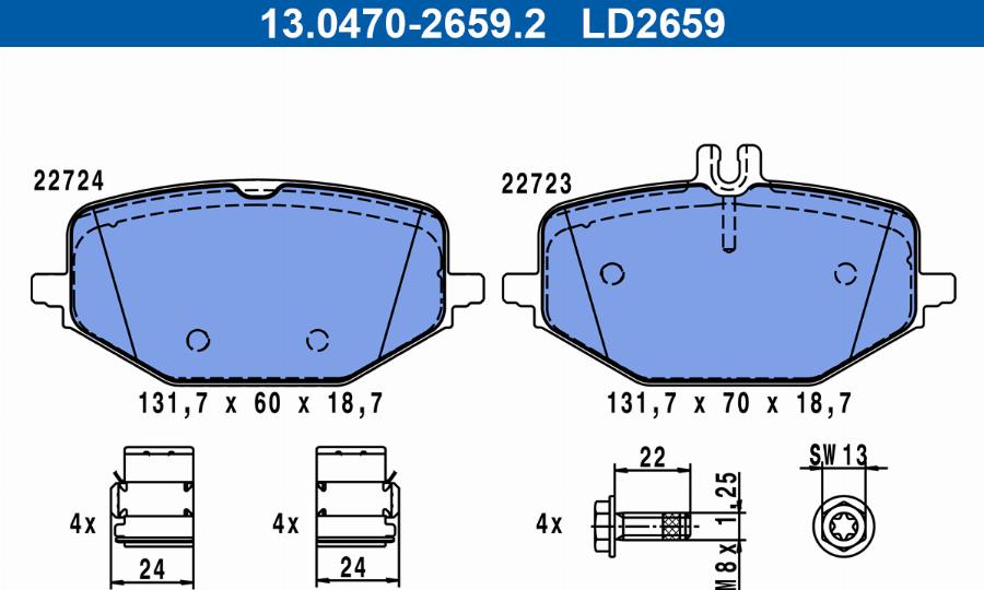 ATE 13.0470-2659.2 - Set placute frana,frana disc aaoparts.ro