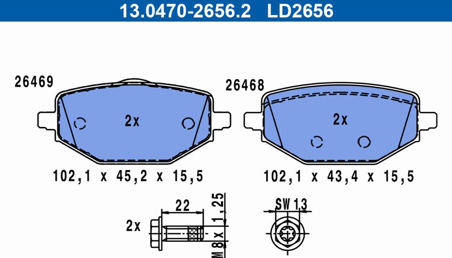 ATE 13.0470-2656.2 - Set placute frana,frana disc aaoparts.ro