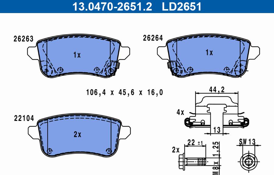 ATE 13.0470-2651.2 - Set placute frana,frana disc aaoparts.ro