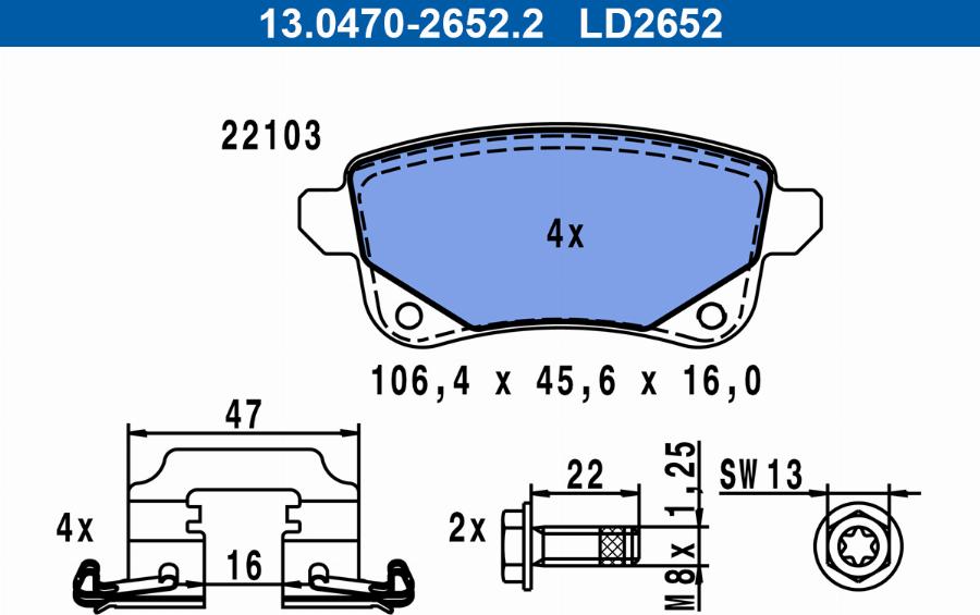 ATE 13.0470-2652.2 - Set placute frana,frana disc aaoparts.ro