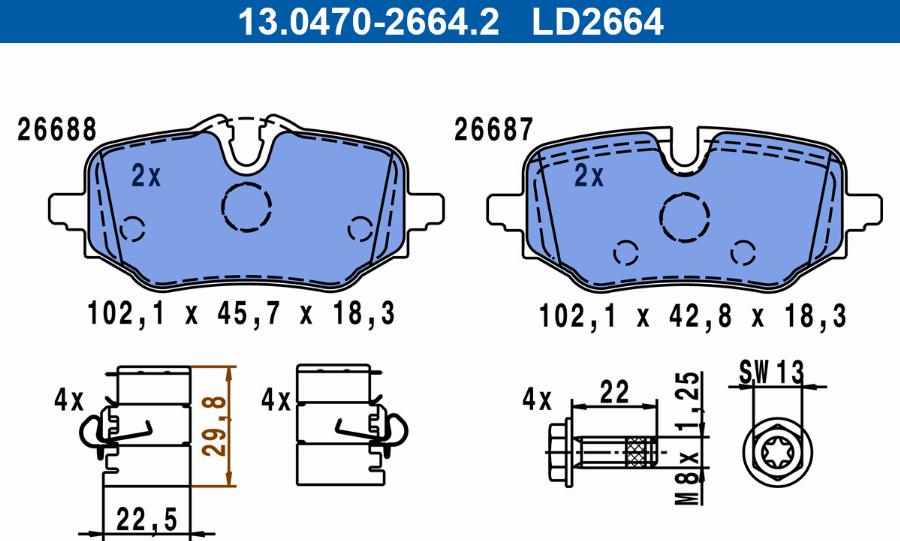 ATE 13.0470-2664.2 - Set placute frana,frana disc aaoparts.ro