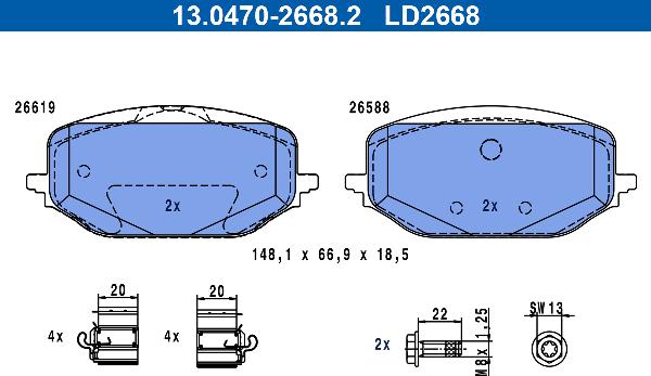 ATE 13.0470-2668.2 - Set placute frana,frana disc aaoparts.ro