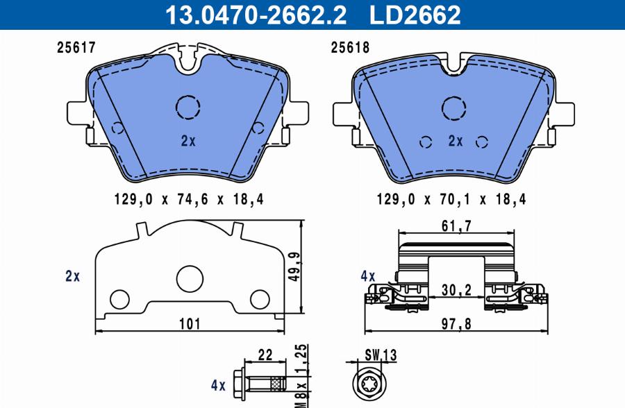 ATE 13.0470-2662.2 - Set placute frana,frana disc aaoparts.ro