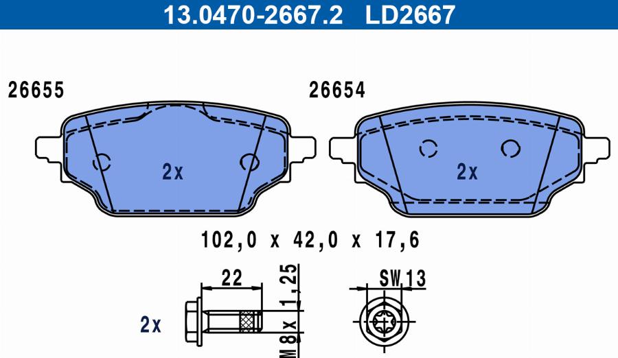 ATE 13.0470-2667.2 - Set placute frana,frana disc aaoparts.ro