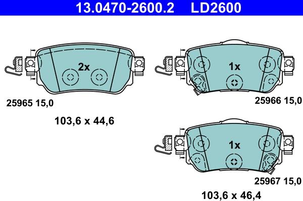 ATE 13.0470-2600.2 - Set placute frana,frana disc aaoparts.ro