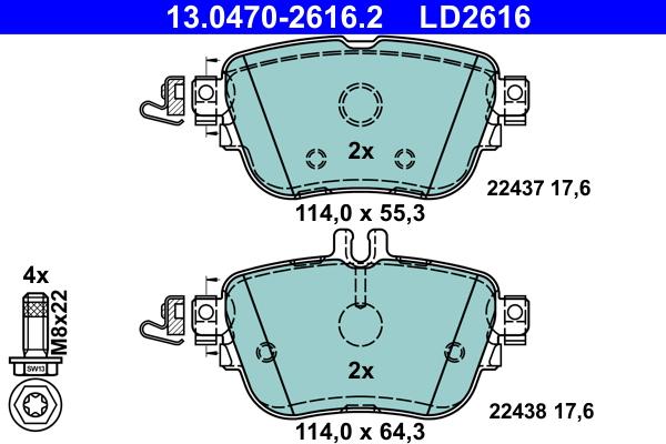 ATE 13.0470-2616.2 - Set placute frana,frana disc aaoparts.ro