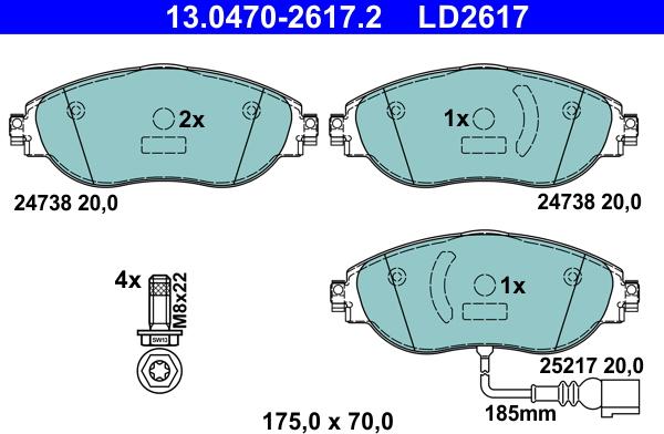 ATE 13.0470-2617.2 - Set placute frana,frana disc aaoparts.ro