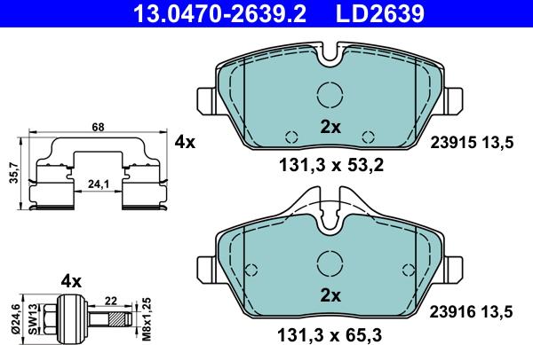 ATE 13.0470-2639.2 - Set placute frana,frana disc aaoparts.ro