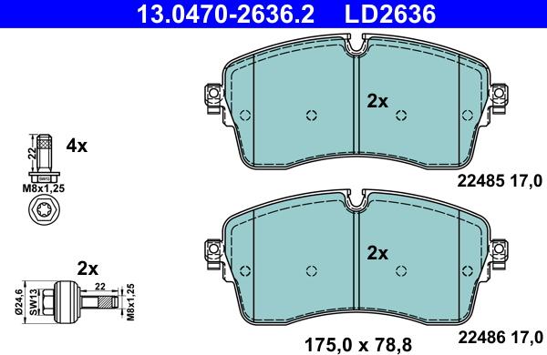 ATE 13.0470-2636.2 - Set placute frana,frana disc aaoparts.ro