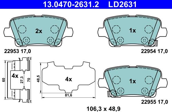 ATE 13.0470-2631.2 - Set placute frana,frana disc aaoparts.ro