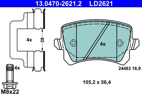 ATE 13.0470-2621.2 - Set placute frana,frana disc aaoparts.ro