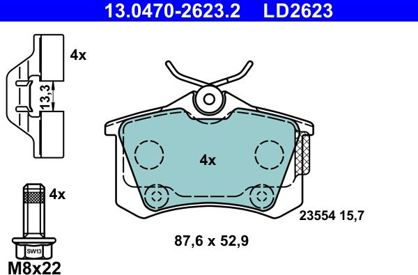 ATE 13.0470-2623.2 - Set placute frana,frana disc aaoparts.ro