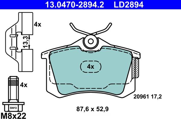 ATE 13.0470-2894.2 - Set placute frana,frana disc aaoparts.ro