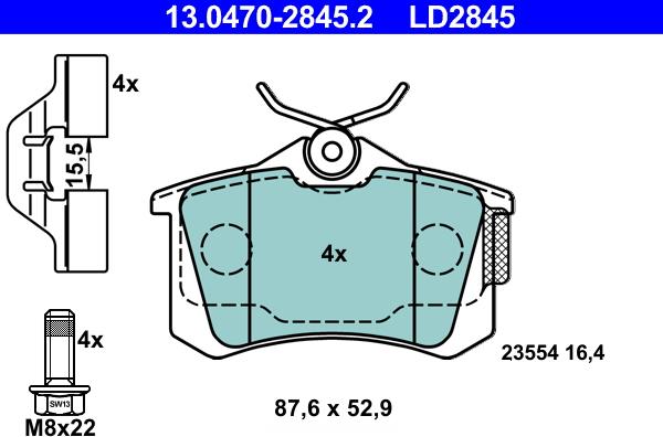 ATE 13.0470-2845.2 - Set placute frana,frana disc aaoparts.ro