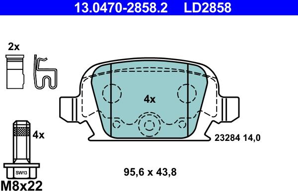 ATE 13.0470-2858.2 - Set placute frana,frana disc aaoparts.ro