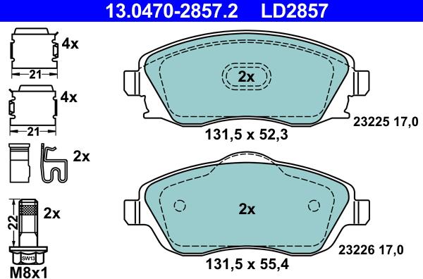 ATE 13.0470-2857.2 - Set placute frana,frana disc aaoparts.ro