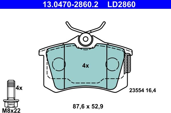 ATE 13.0470-2860.2 - Set placute frana,frana disc aaoparts.ro