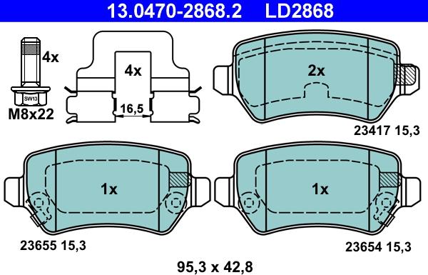 ATE 13.0470-2868.2 - Set placute frana,frana disc aaoparts.ro