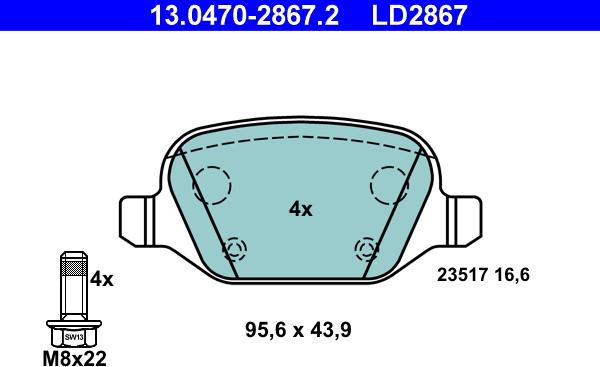 ATE 13.0470-2867.2 - Set placute frana,frana disc aaoparts.ro