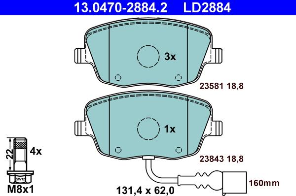 ATE 13.0470-2884.2 - Set placute frana,frana disc aaoparts.ro