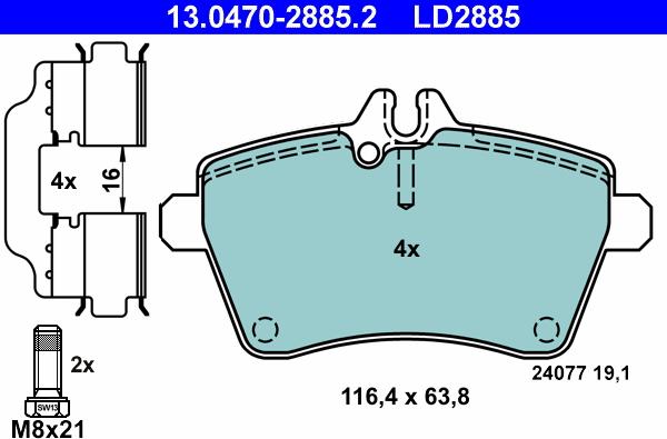 ATE 13.0470-2885.2 - Set placute frana,frana disc aaoparts.ro