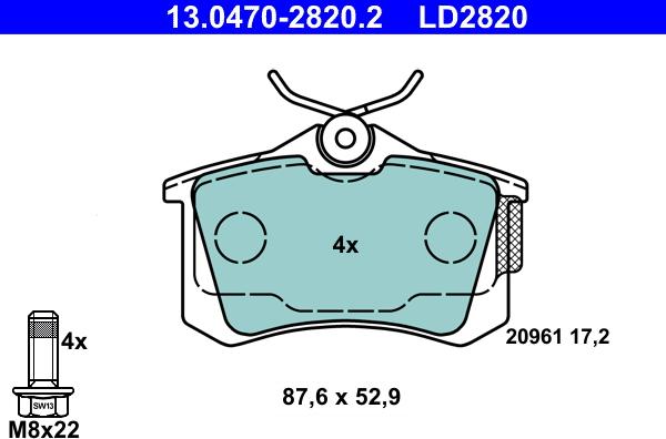 ATE 13.0470-2820.2 - Set placute frana,frana disc aaoparts.ro