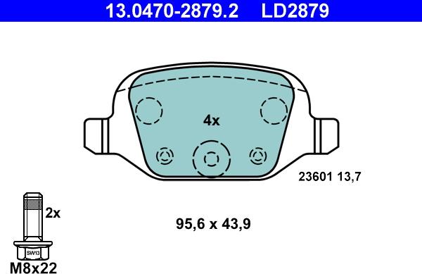 ATE 13.0470-2879.2 - Set placute frana,frana disc aaoparts.ro