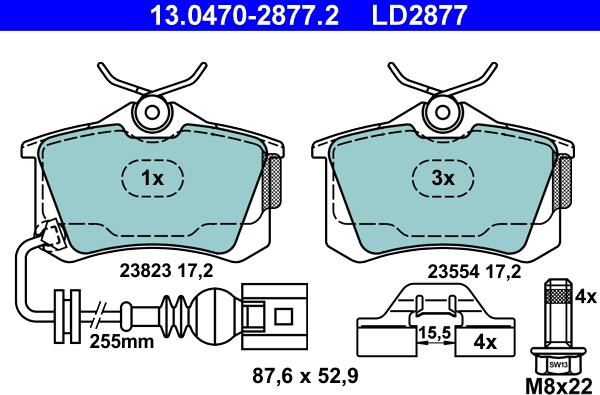 ATE 13.0470-2877.2 - Set placute frana,frana disc aaoparts.ro