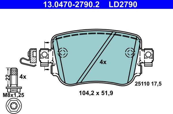 ATE 13.0470-2790.2 - Set placute frana,frana disc aaoparts.ro