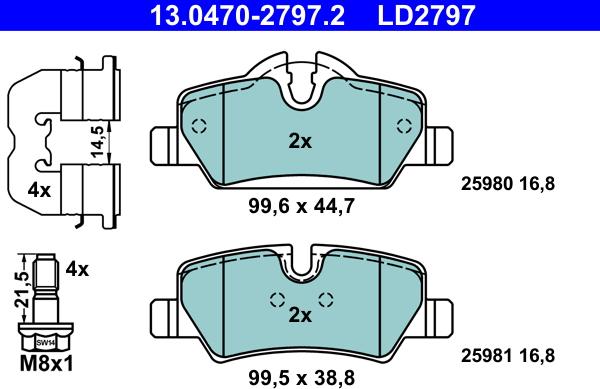 ATE 13.0470-2797.2 - Set placute frana,frana disc aaoparts.ro