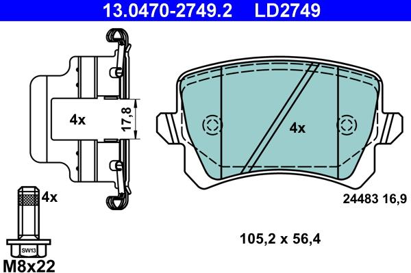 ATE 13.0470-2749.2 - Set placute frana,frana disc aaoparts.ro