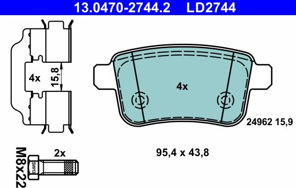 ATE 13.0470-2744.2 - Set placute frana,frana disc aaoparts.ro