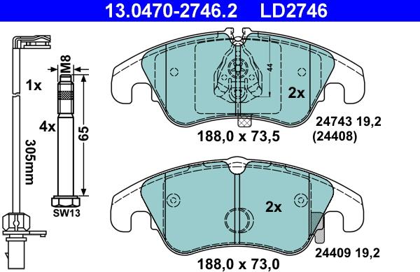 ATE 13.0470-2746.2 - Set placute frana,frana disc aaoparts.ro