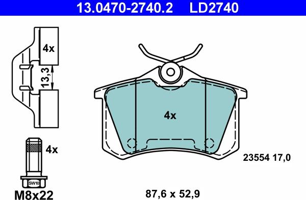 ATE 13.0470-2740.2 - Set placute frana,frana disc aaoparts.ro