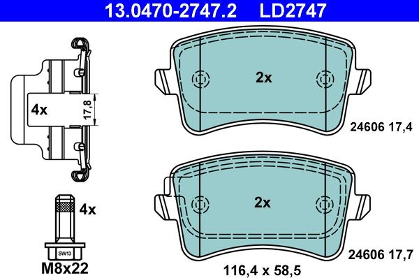 ATE 13.0470-2747.2 - Set placute frana,frana disc aaoparts.ro