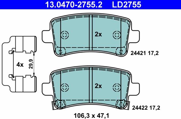 ATE 13.0470-2755.2 - Set placute frana,frana disc aaoparts.ro