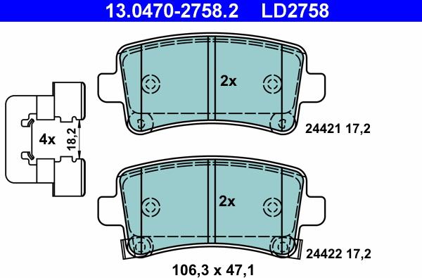 ATE 13.0470-2758.2 - Set placute frana,frana disc aaoparts.ro