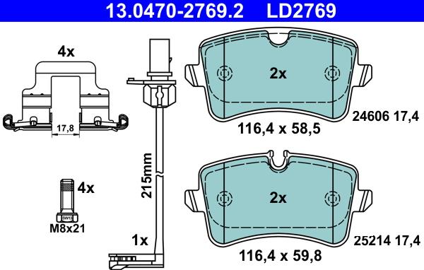 ATE 13.0470-2769.2 - Set placute frana,frana disc aaoparts.ro