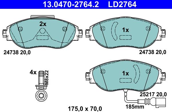 ATE 13.0470-2764.2 - Set placute frana,frana disc aaoparts.ro