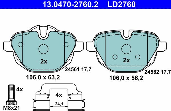 ATE 13.0470-2760.2 - Set placute frana,frana disc aaoparts.ro