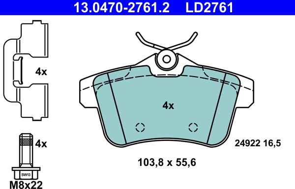 ATE 13.0470-2761.2 - Set placute frana,frana disc aaoparts.ro