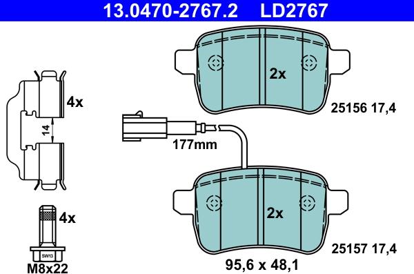 ATE 13.0470-2767.2 - Set placute frana,frana disc aaoparts.ro