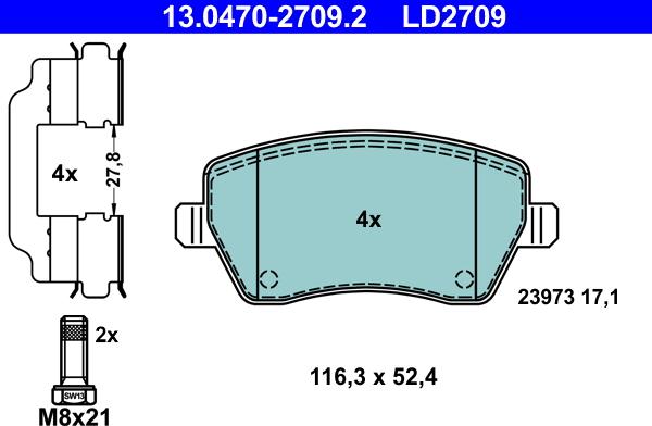 ATE 13.0470-2709.2 - Set placute frana,frana disc aaoparts.ro