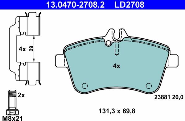 ATE 13.0470-2708.2 - Set placute frana,frana disc aaoparts.ro