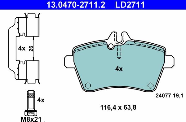 ATE 13.0470-2711.2 - Set placute frana,frana disc aaoparts.ro