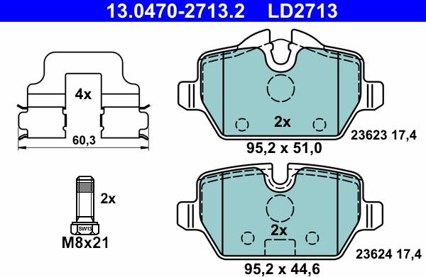 ATE 13.0470-2713.2 - Set placute frana,frana disc aaoparts.ro