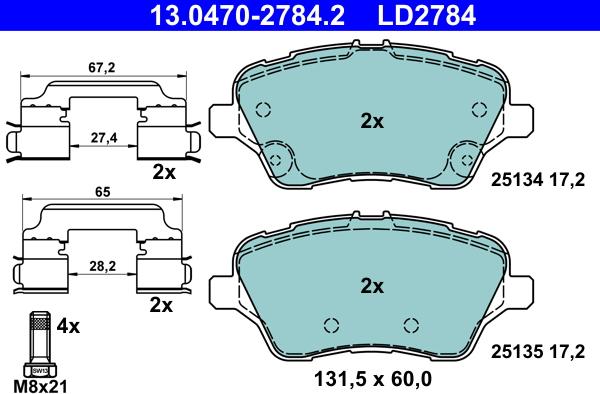 ATE 13.0470-2784.2 - Set placute frana,frana disc aaoparts.ro